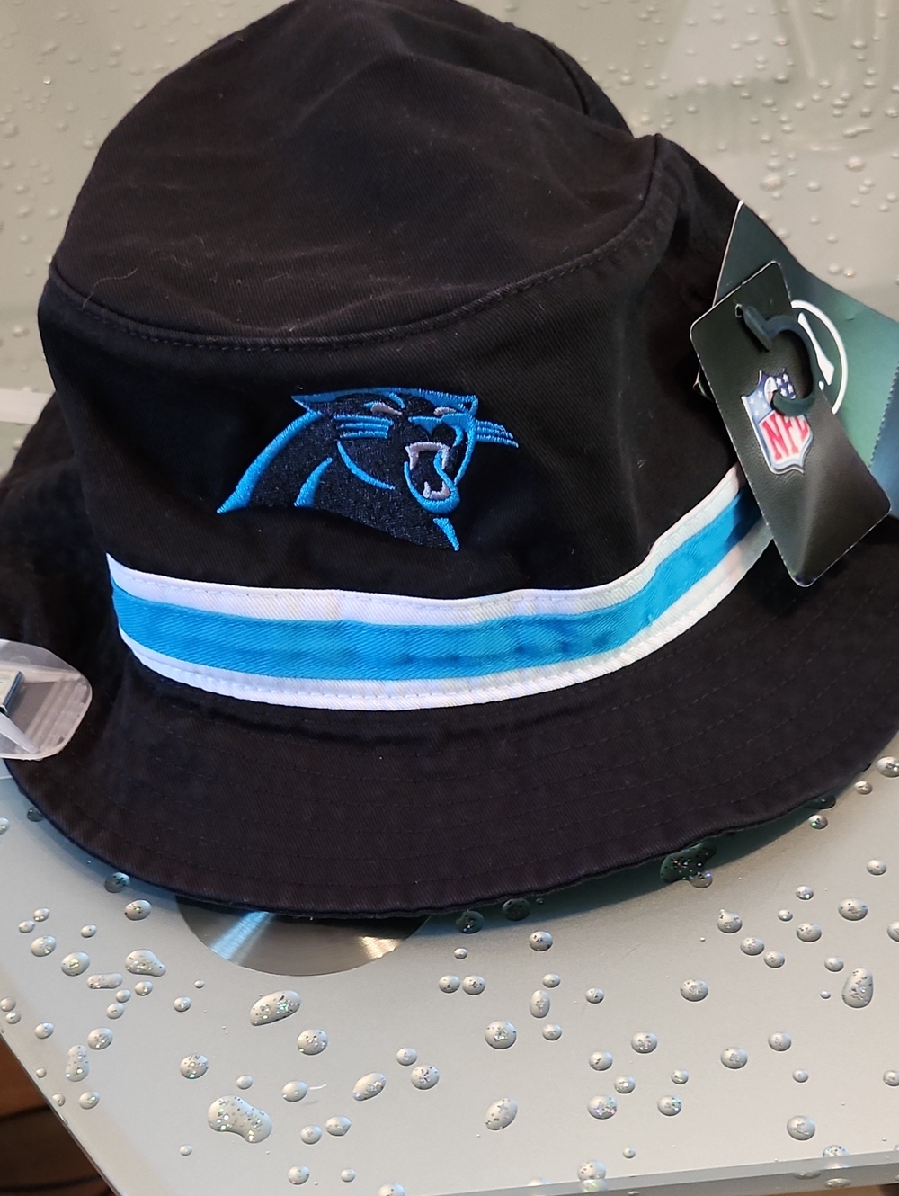 NBA 47 Carolina Panthers Black Bucket Hat with Blue and White Stripe